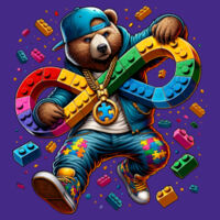 Autism Awareness lego bear - Cloke Kids Outline Tee Design