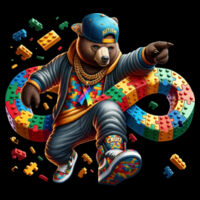 Autism Awareness lego bear 2 - AS Colour Mens Block T shirt Design